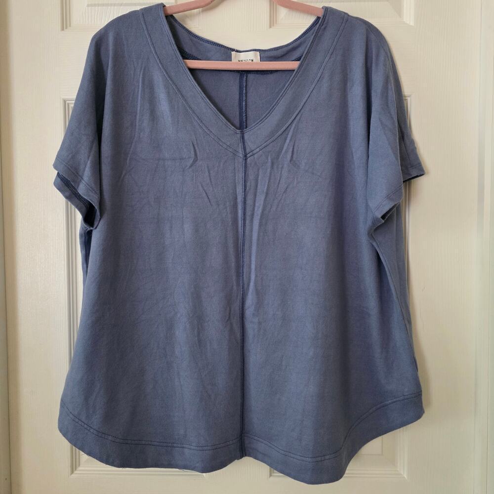 Heyson Faded Blue Short Sleeve Dolman Top Women's Size Large